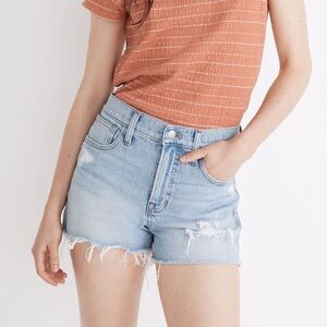 Madewell Light Wash The Perfect Jean Short 31 Destroyed High Rise Raw Hem Casual